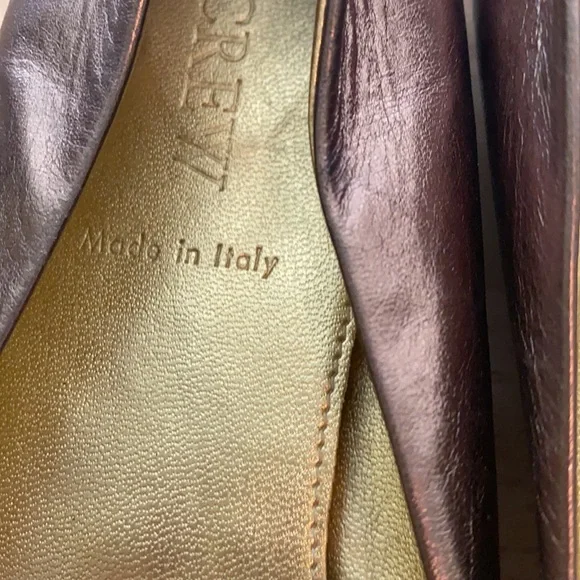 J Crew Metallic Leather Ballet Flats with Bow Accent - Picture 11 of 16